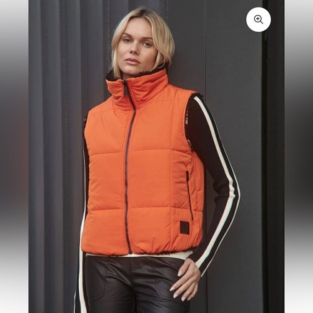 Alp N Rock Sonja Reversible Vest Tangerine black nylon fleece jacket Revolve NWT